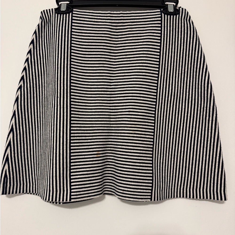Theory Black and White Striped Easy A-Line Skirt
